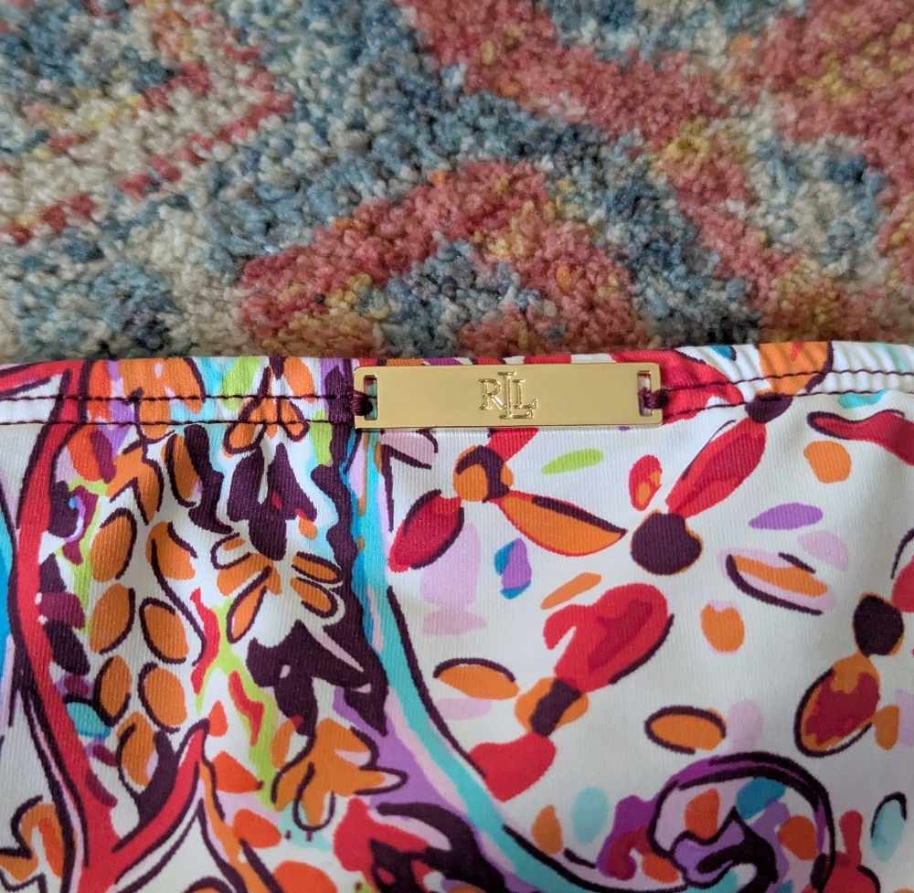 Lauren Ralph Lauren Women's 6 Bikini Swimsuit Bottom Plum Orange Paisley 111 - Picture 4 of 7